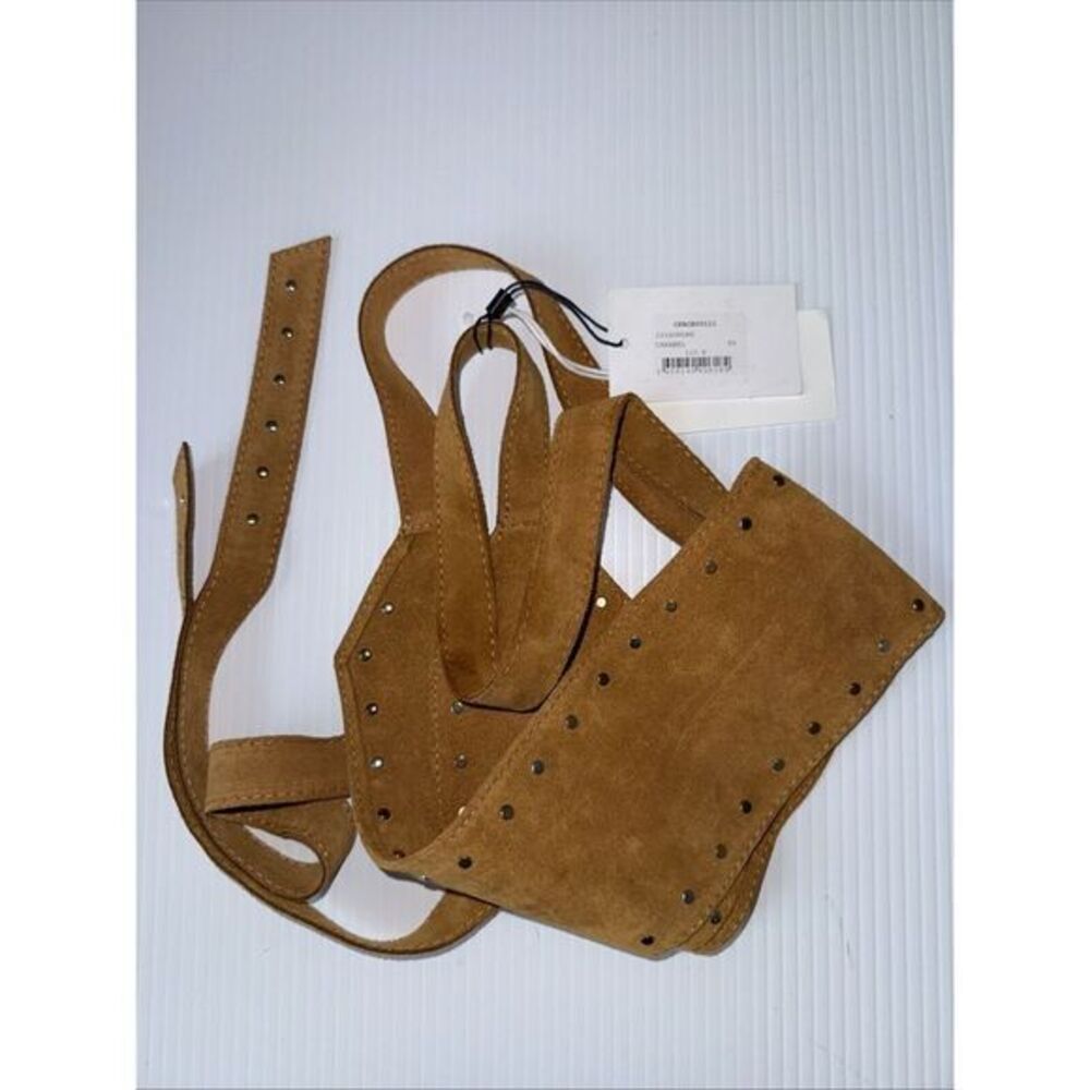 CLAUDIE PIERLOT‎ Brown Suede Belt Women's Leather Studded Adjustable NWT